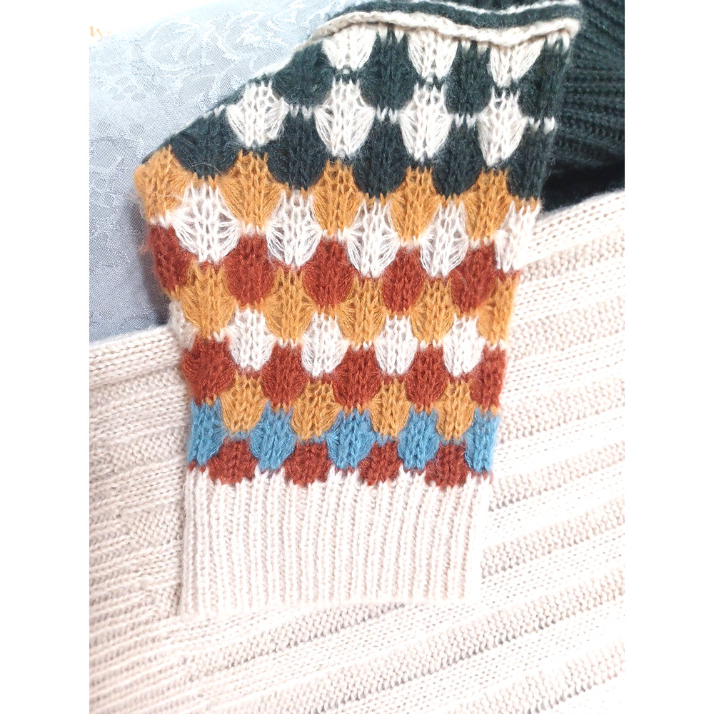 Miss Me Women's Cardigan Sweater Hood Tie Beige Check Aztec Sz M Acrylic Country - Picture 7 of 13